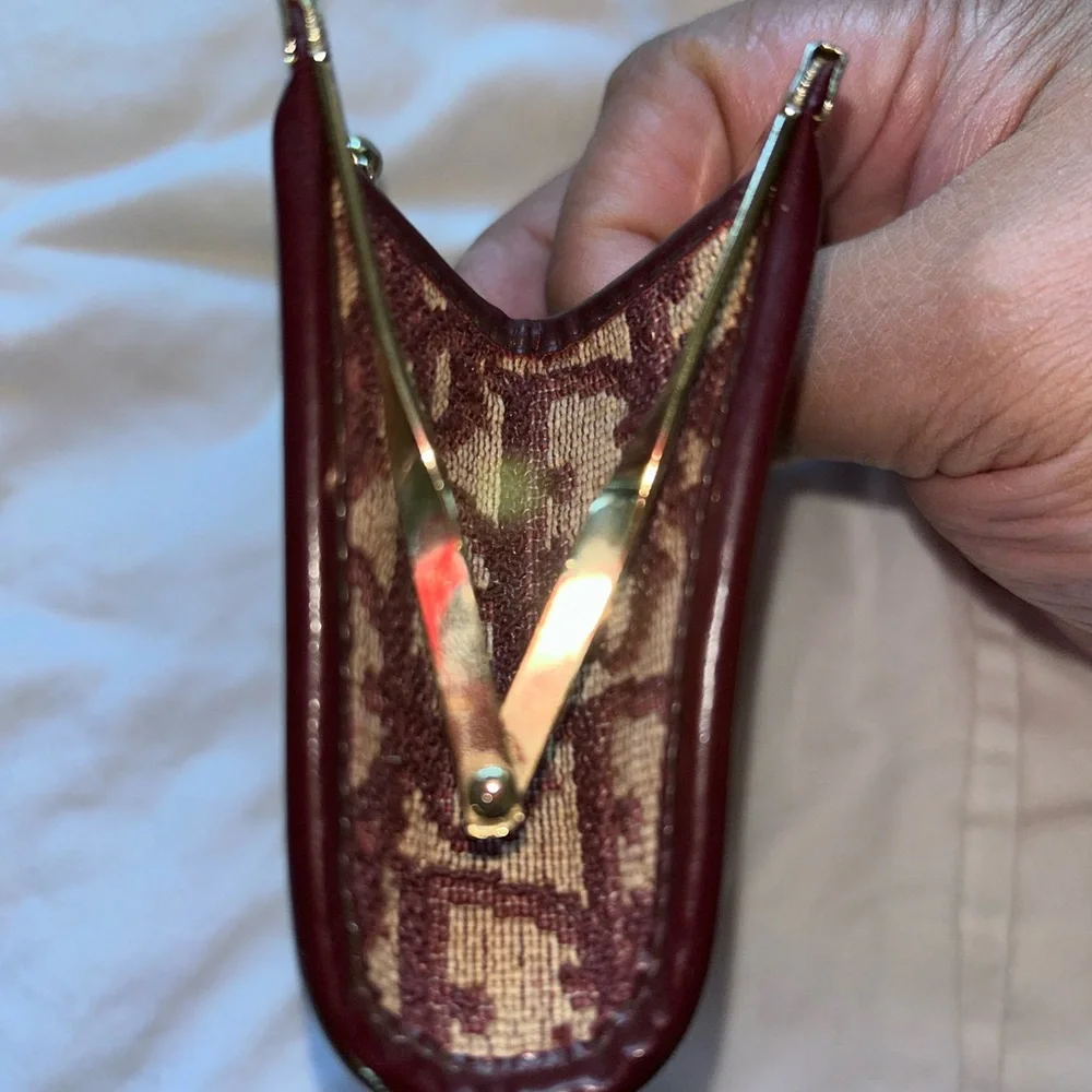 Elegant Burgundy Christian Dior Coin Clutch